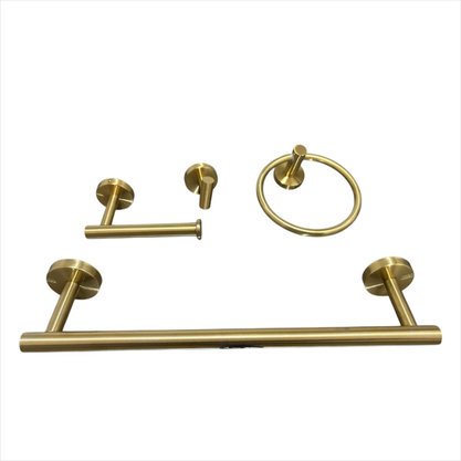 Kit Banheiro Acessórios 4 Peças Inox Dourado Fosco
