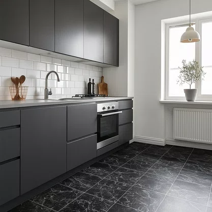 Piso Vinilico Auto-colante Chão Caixa 5m² Marmo Black