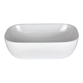 Cuba Bicolore Oval Textura Branco/branco 45x31cm Mazzu