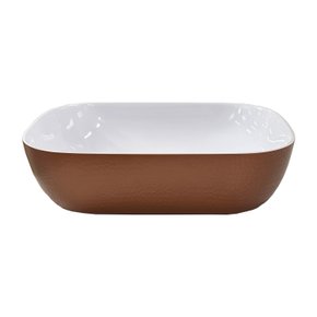 Cuba Bicolore Oval Textura Branco/bronze 45x31cm Mazzu