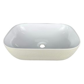 Cuba Bicolore Oval Textura Branco/moon 45x31cm Mazzu