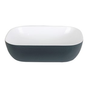 Cuba Bicolore Oval Textura Branco/petroleo 45x31cm Mazzu