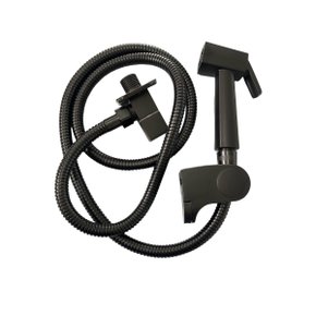 Ducha Higiênica Banheiro Metal Quadrada Preto Fosco Completa