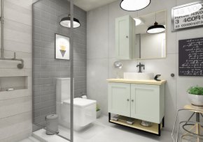 Gabinete Banheiro Nordic Aqcua 80cm Completo Mazzu