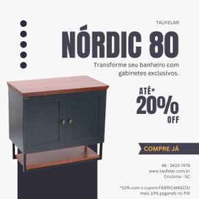 Gabinete Banheiro Nordic Petroleo 80cm Completo Mazzu