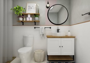 Gabinete Nordic 80cm com Cuba e Espelho Skandinavia Mazzu