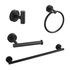 Kit Acessórios Banheiro 4 Peças Inox 304 Black B1011b Preto