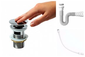 Kit Válvula Click 7/8 + Sifão Sanfonado + Engate Flexivel