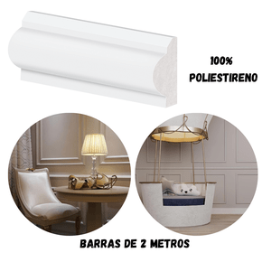 Rodameio Boiserie Moldura Poliestireno 3cm Barra de 2 Metros
