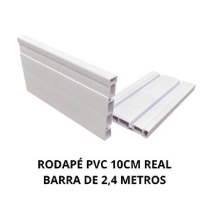 Rodapé De PVC Branco Neve 10Cm Barra de 2,40 Mt Real PVC