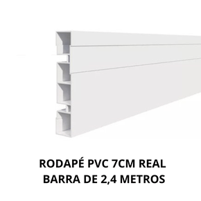 Rodapé De PVC Branco Neve 7Cm Barra de 2,40 Mt Real PVC