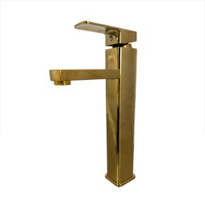 Torneira Banheiro Lavabo Misturador Monocomando Alta Dourado