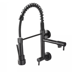 Torneira Gourmet 50cm Coz Flexível Fria Parede Preta F1005b