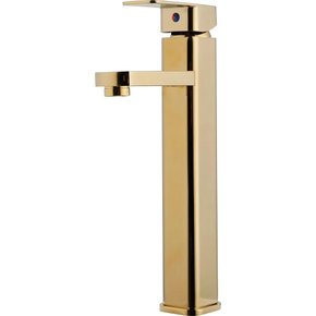 Torneira Monoc Banheiro Alta Gold F2016g Quadrada Dourada