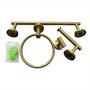 Kit Banheiro Acessórios 4 Peças Inox Dourado Fosco