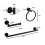 Kit Banheiro Acessórios 4 Peças Inox Preto Fosco