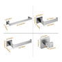 Kit Banheiro Acessórios Quadrado Escovado Inox 4 Peças