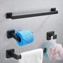 Kit Banheiro Acessórios Quadrado Preto Inox 4 Peças